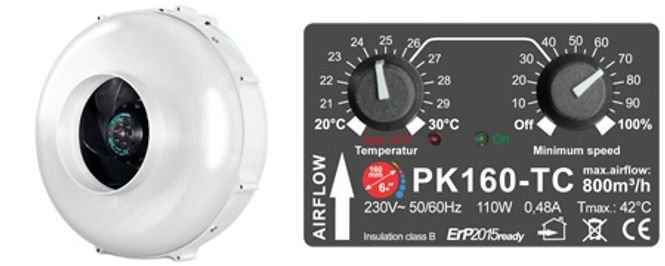 Hovedbilde Kanalvifte med kontroller 800 m³/t ø160 mm, Prima ...