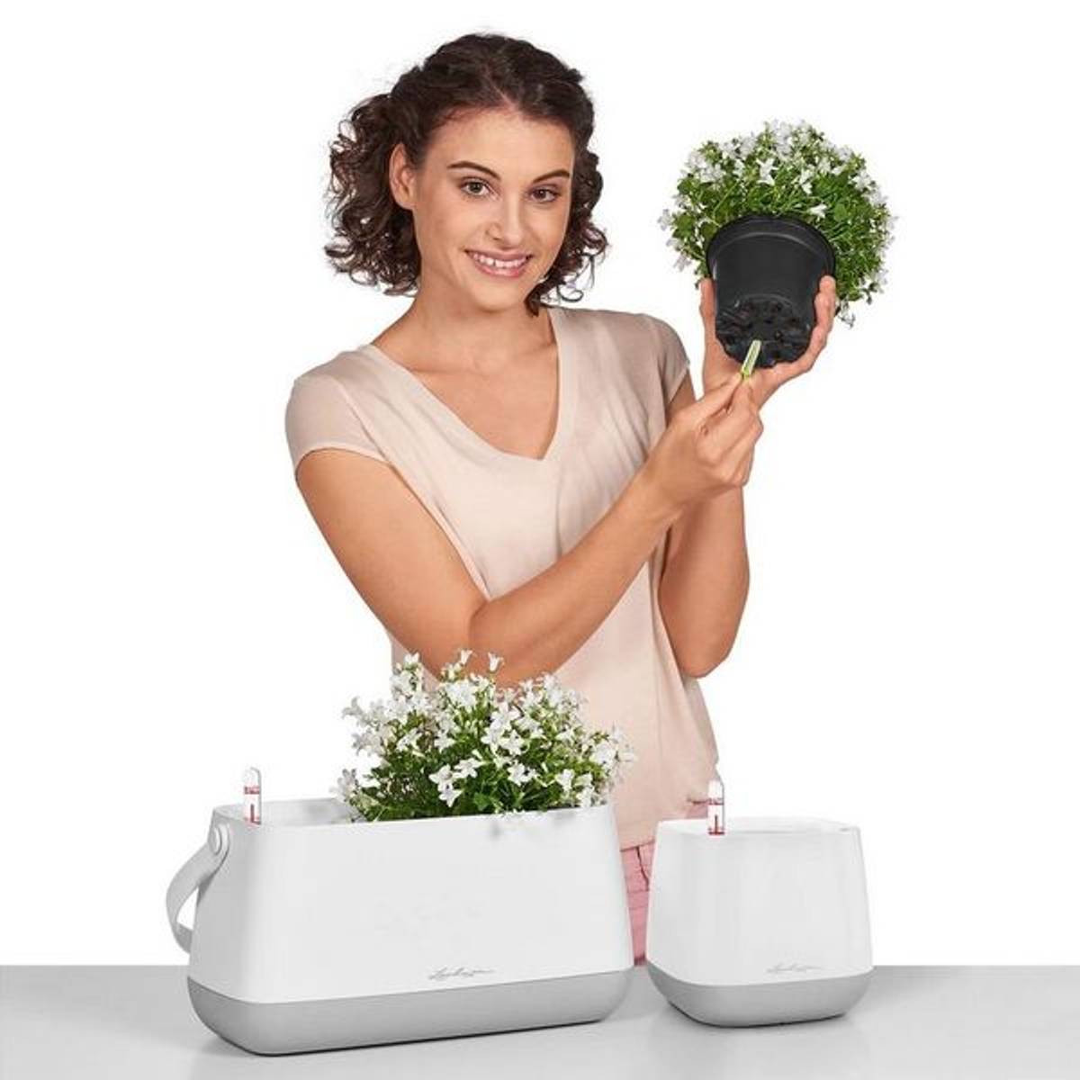 YULA Plant Bag 'White/Gray', Lechuza blomsterkasse