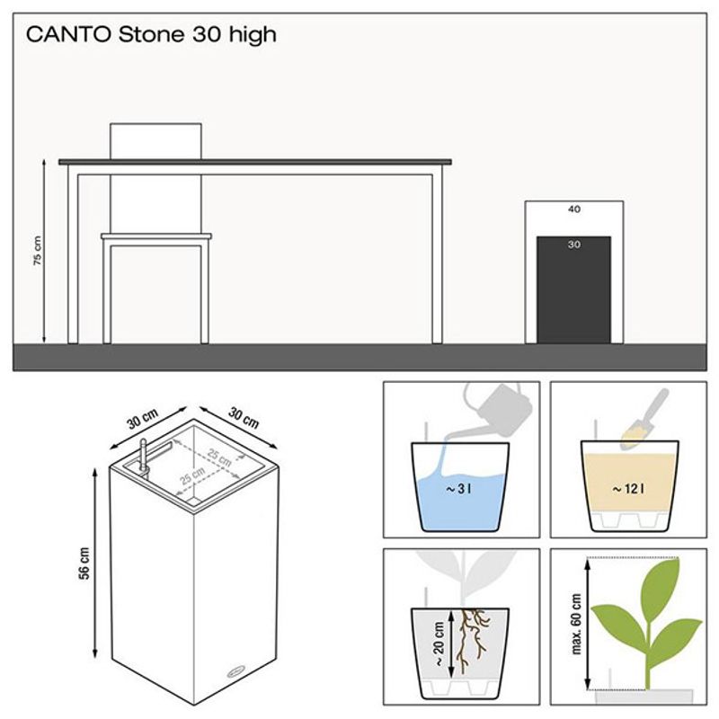 Canto Stone 30 High, Lechuza Blomsterpotte