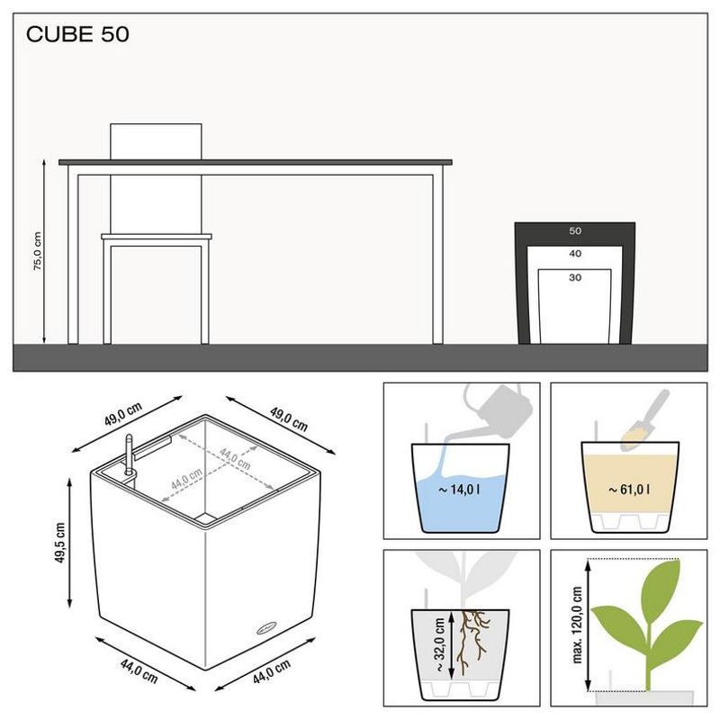 Cube Premium 50, Lechuza Blomsterpotte